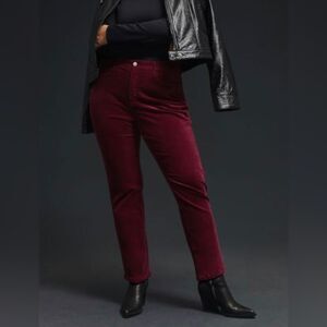 NEW Good American Plus Good Classic Corduroy Slim Straight Leg Pants